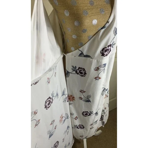 Ann Taylor Loft Floral Print Ruffled Wrap Dress White Side Tie Small Event Flora - Picture 8 of 16